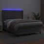 Cama box spring colchón y LED cuero sintético gris 140x200 cm de vidaXL, Camas y somieres - Ref: Foro24-3139389, Precio: 519,...
