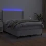 Box spring bed with mattress and LED white synthetic leather 140x200 cm by vidaXL, Beds and slatted bases - Ref: Foro24-31392...
