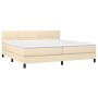 Box spring bed with cream fabric mattress 200x200 cm by vidaXL, Beds and slatted bases - Ref: Foro24-3140086, Price: 535,84 €...