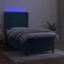 Box spring bed with mattress and LED dark blue velvet 90x190 cm by vidaXL, Beds and slatted bases - Ref: Foro24-3139419, Pric...