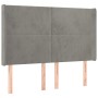 Box spring bed with mattress and LED light gray velvet 140x200 cm by vidaXL, Beds and slatted bases - Ref: Foro24-3139445, Pr...
