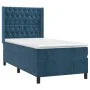 Box spring bed with mattress and LED dark blue velvet 90x190 cm by vidaXL, Beds and slatted bases - Ref: Foro24-3139719, Pric...