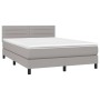 Cama box spring con colchón tela gris claro 140x190 cm de vidaXL, Camas y somieres - Ref: Foro24-3140129, Precio: 455,54 €, D...