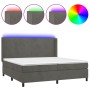 Box spring bed with mattress and LED dark gray velvet 200x200 cm by vidaXL, Beds and slatted bases - Ref: Foro24-3139464, Pri...