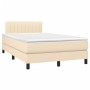 Box spring bed with cream fabric mattress 120x200 cm by vidaXL, Beds and slatted bases - Ref: Foro24-3140206, Price: 376,13 €...