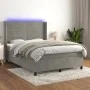 Box spring bed with mattress and LED light gray velvet 140x190 cm by vidaXL, Beds and slatted bases - Ref: Foro24-3139619, Pr...
