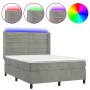 Box spring bed with mattress and LED light gray velvet 140x190 cm by vidaXL, Beds and slatted bases - Ref: Foro24-3139619, Pr...