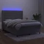 Box spring bed with mattress and LED light gray velvet 140x190 cm by vidaXL, Beds and slatted bases - Ref: Foro24-3139619, Pr...