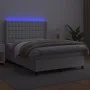Box spring bed with mattress and LED white synthetic leather 140x200 cm by vidaXL, Beds and slatted bases - Ref: Foro24-31393...