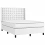 Box spring bed with mattress and LED white synthetic leather 140x200 cm by vidaXL, Beds and slatted bases - Ref: Foro24-31393...