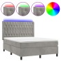 Cama box spring colchón y LED terciopelo gris claro 140x200 cm de vidaXL, Camas y somieres - Ref: Foro24-3139745, Precio: 524...