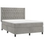 Cama box spring colchón y LED terciopelo gris claro 140x200 cm de vidaXL, Camas y somieres - Ref: Foro24-3139745, Precio: 524...