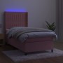 Box spring bed with mattress and LED pink velvet 80x200 cm by vidaXL, Beds and slatted bases - Ref: Foro24-3139654, Price: 33...