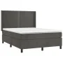 Box spring bed with mattress and LED dark gray velvet 140x190 cm by vidaXL, Beds and slatted bases - Ref: Foro24-3139500, Pri...