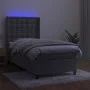 Box spring bed with mattress and LED light gray velvet 90x190 cm by vidaXL, Beds and slatted bases - Ref: Foro24-3139775, Pri...