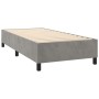 Cama box spring colchón y LED terciopelo gris claro 90x190 cm