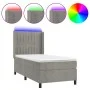 Box spring bed with mattress and LED light gray velvet 80x200 cm by vidaXL, Beds and slatted bases - Ref: Foro24-3139649, Pri...