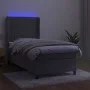Box spring bed with mattress and LED light gray velvet 80x200 cm by vidaXL, Beds and slatted bases - Ref: Foro24-3139649, Pri...