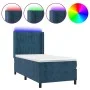 Box spring bed with mattress and LED dark blue velvet 90x190 cm by vidaXL, Beds and slatted bases - Ref: Foro24-3139659, Pric...