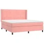 Box spring bed with mattress and LED pink velvet 160x200 cm by vidaXL, Beds and slatted bases - Ref: Foro24-3139696, Price: 5...