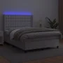 Box spring bed with mattress and LED white synthetic leather 140x190 cm by vidaXL, Beds and slatted bases - Ref: Foro24-31393...