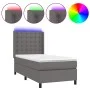 Box spring bed and LED mattress gray synthetic leather 90x190 cm by vidaXL, Beds and slatted bases - Ref: Foro24-3139359, Pri...