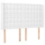 Box spring bed with mattress and LED white synthetic leather 140x190 cm by vidaXL, Beds and slatted bases - Ref: Foro24-31393...