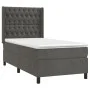 Box spring bed with mattress and LED dark gray velvet 90x190 cm by vidaXL, Beds and slatted bases - Ref: Foro24-3139716, Pric...