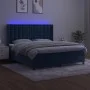 Box spring bed with mattress and LED dark blue velvet 180x200 cm by vidaXL, Beds and slatted bases - Ref: Foro24-3139821, Pri...