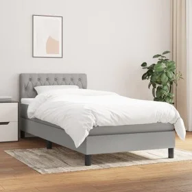 Box spring bed with light gray fabric mattress 90x190 cm by vidaXL, Beds and slatted bases - Ref: Foro24-3140257, Price: 294,...