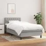 Box spring bed with light gray fabric mattress 90x190 cm by vidaXL, Beds and slatted bases - Ref: Foro24-3140257, Price: 294,...
