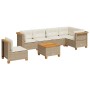 Set sofás de jardín 7 piezas y cojines ratán sintético beige