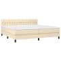 Box spring bed with cream fabric mattress 200x200 cm by vidaXL, Beds and slatted bases - Ref: Foro24-3140326, Price: 572,66 €...