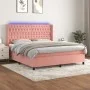 Box spring bed with mattress and LED pink velvet 180x200 cm by vidaXL, Beds and slatted bases - Ref: Foro24-3139762, Price: 5...