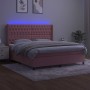 Box spring bed with mattress and LED pink velvet 180x200 cm by vidaXL, Beds and slatted bases - Ref: Foro24-3139762, Price: 6...