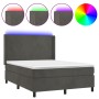 Boxspringbett mit Matratze und dunkelgrauem LED-Samt 140x200 cm von vidaXL, Betten und Lattenroste - Ref: Foro24-3139446, Pre...