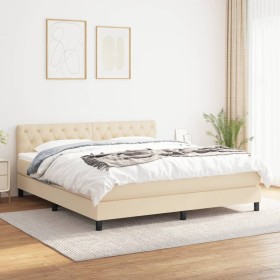 Boxspringbett mit cremefarbener Stoffmatratze 160x200 cm von vidaXL, Betten und Lattenroste - Ref: Foro24-3140310, Preis: 542...