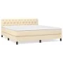 Box spring bed with cream fabric mattress 160x200 cm by vidaXL, Beds and slatted bases - Ref: Foro24-3140310, Price: 508,81 €...