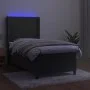 Box spring bed with mattress and LED dark gray velvet 90x200 cm by vidaXL, Beds and slatted bases - Ref: Foro24-3139662, Pric...
