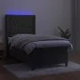 Box spring bed with mattress and LED dark gray velvet 80x200 cm by vidaXL, Beds and slatted bases - Ref: Foro24-3139710, Pric...