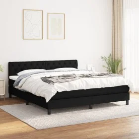 Box spring bed with black fabric mattress 160x200 cm by vidaXL, Beds and slatted bases - Ref: Foro24-3140307, Price: 517,12 €...