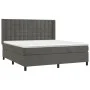 Box spring bed with mattress and LED dark gray velvet 180x200 cm by vidaXL, Beds and slatted bases - Ref: Foro24-3139818, Pri...