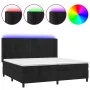 Box spring bed with mattress and LED black velvet 200x200 cm by vidaXL, Beds and slatted bases - Ref: Foro24-3139705, Price: ...