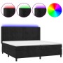 Cama box spring colchón y LED terciopelo negro 200x200 cm de vidaXL, Camas y somieres - Ref: Foro24-3139705, Precio: 648,55 €...