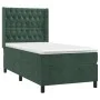 Box spring bed with mattress and LED dark green velvet 100x200cm by vidaXL, Beds and slatted bases - Ref: Foro24-3139730, Pri...
