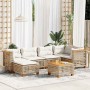 Set sofás de jardín 7 piezas y cojines ratán sintético beige