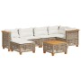 Set sofás de jardín 7 piezas y cojines ratán sintético beige