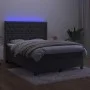 Box spring bed with mattress and LED dark gray velvet 140x200 cm by vidaXL, Beds and slatted bases - Ref: Foro24-3139746, Pri...