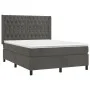 Box spring bed with mattress and LED dark gray velvet 140x200 cm by vidaXL, Beds and slatted bases - Ref: Foro24-3139746, Pri...