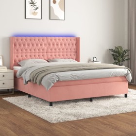 Boxspringbett mit Matratze und LED-Rosa-Samt 160x200 cm von vidaXL, Betten und Lattenroste - Ref: Foro24-3139756, Preis: 587,...